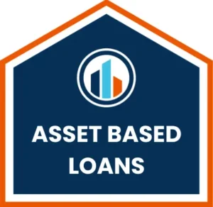 Dark blue house-shaped icon with an orange border, featuring the RCA Capital logo and the text "ASSET BASED LOANS" in white.