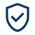 Verified Shield Icon Dark blue outline icon of a shield containing a center checkmark.
